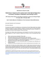 Statement in response to the activity report of the Special Rapporteur on Prisons, Conditions of Detention and Policing in Africa