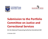 Submission to the Portfolio Committee on Justice and Correctional Services on the National Prosecuting Authority (NPA) Amendment Bill