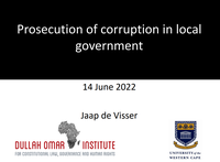 Presentation: Prosecution of corruption in local government | Prof J de Visser
