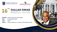 16th Dullah Omar Memorial Lecture [30 September 2026]