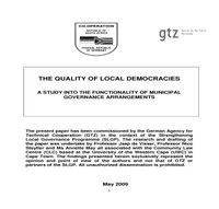 The Quality of Local Democracies: A Study into the Functionality of Municipal Governance Arrangements