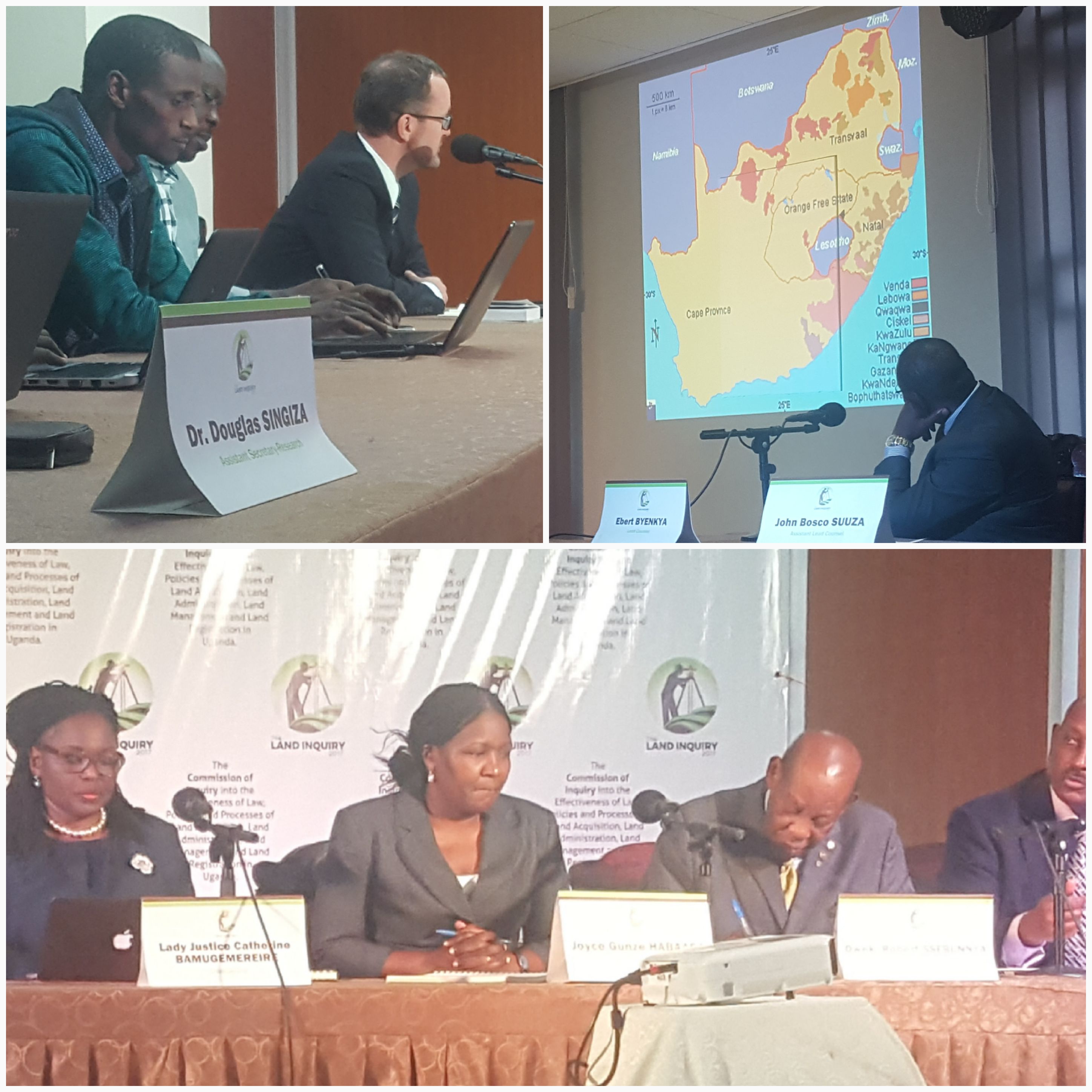Bottom: The Commission chaired by Justice Bamugemereire (l) Top: Prof De Visser