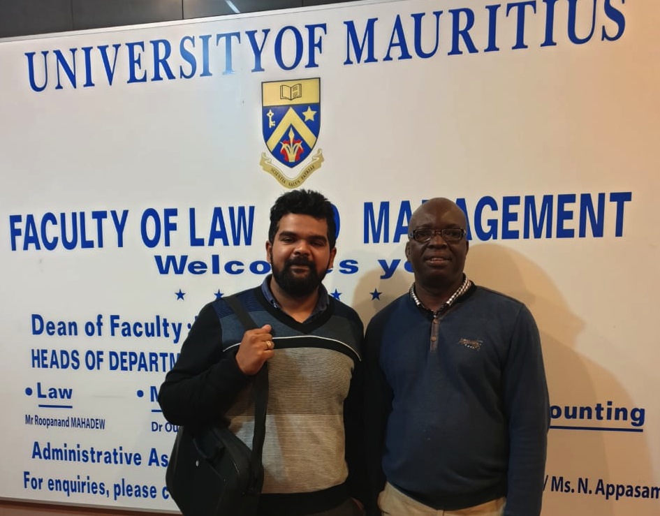 Prof Ebenezer Durojaye with the Head of the Law Department at the University of Mauritius Mr Amar Mahadew.