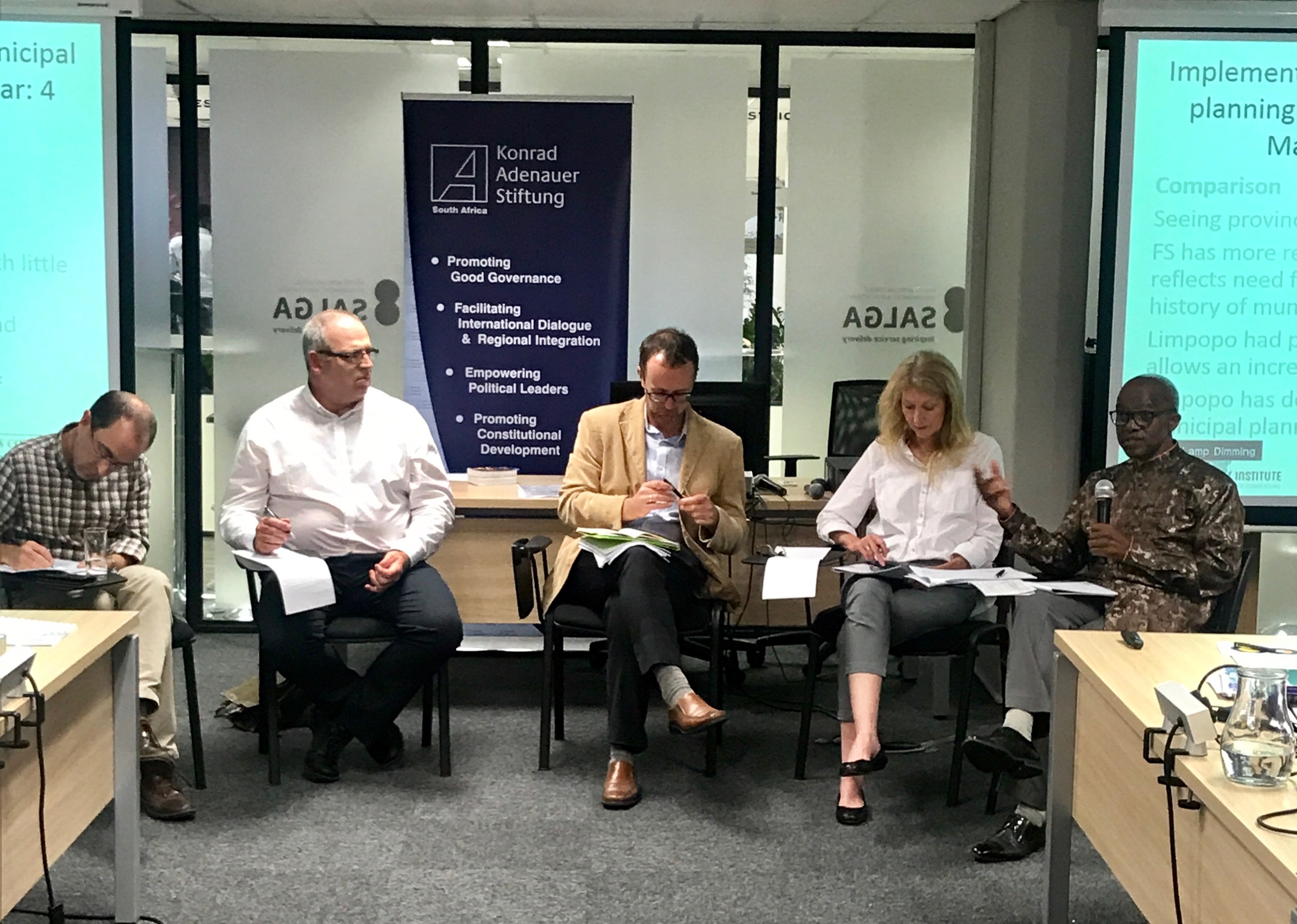 A panel discussion during the implementation of SPLUMA seminar which took place at the SALGA offices.