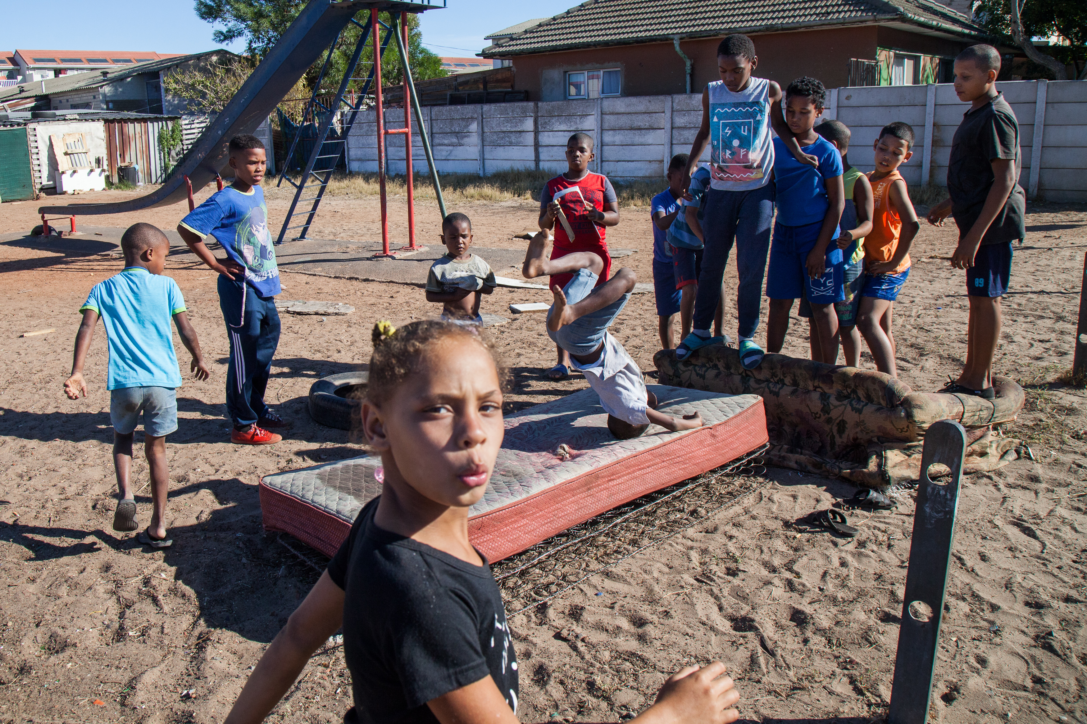 Children playing in Leonsdale, Elsies River. Government undertook to prioritise the protection of children and women, yet money and political will is often not reflecting this. Photo:  Ashraf Hendricks/GroundUp
